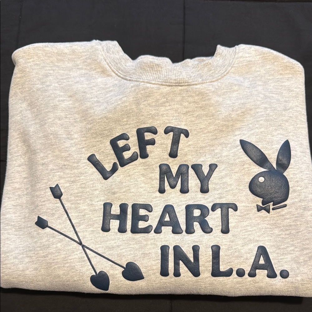 Gray Sweatshirt with Blue Graphic